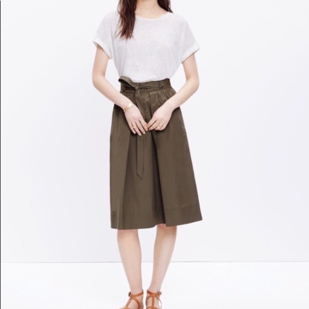 Madewell Olive Green Midi skirt